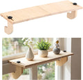1 Pcs Natural Window Sill Plant Shelf for Plants 21.7 x 7.1 x 5.9 Inch Windowsill Extender Window Plant Floating Shelves No Drilling Wooden Bracket for Cat Perch Planters (Right Angle)