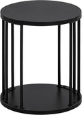 HDANI Small Round Wooden Step Stool for Kids Adults, 300lbs Load Capacity Garden Stool, Non-Slip Small Stool for Plant Stand, Kitchen, Bathroom and Bedroom, Black
