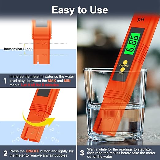 2025 All-New pH Meter for Water - High Accuracy Digital pH Tester (0.01 Precision) with UL Certification and 3 pH Calibration Powders - Ideal for Home Water, Hydroponics, Aquariums, Pools, and More