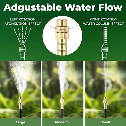 Drip Irrigation System for Watering Garden: 31FT Automatic Atomizing Kits with Parts Include Fittings 1/2" 1/4" Tubing Hose Quick Connect 10 PCS Adjustable Sprinklers for Outdoor Lawn Yard Greenhouse