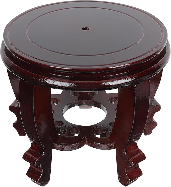 DOITOOL Large Plant Stool Wood Planter Stand Round Wooden Fish Tank Stand Oriental Style Indoor Plant Stand Wooden Display Base