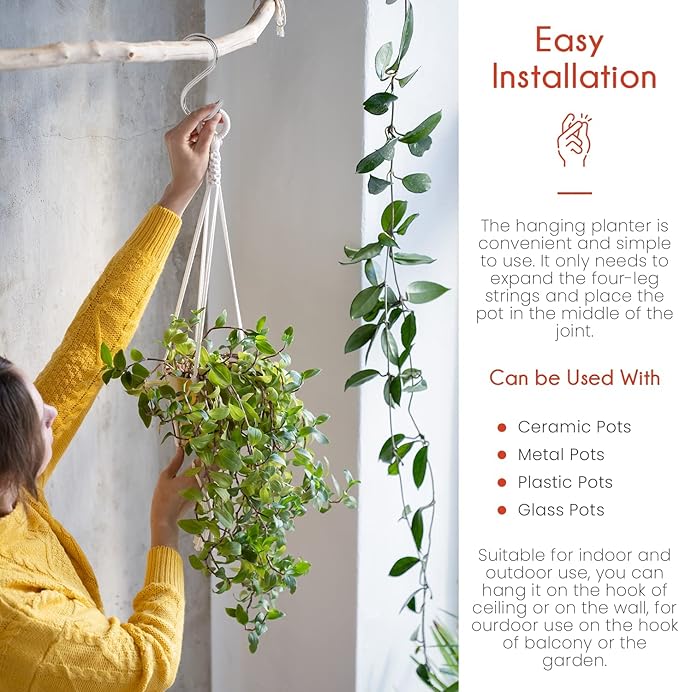 feedee Macrame Plant Hangers Indoor Macrame Hanging Planters for Indoor Plants, 6 Pack Hanging Plant Holders Indoor Hanging, Macromay Plant Hangers for Indoor Plant Hanger, Outdoor Flower Pots Holder