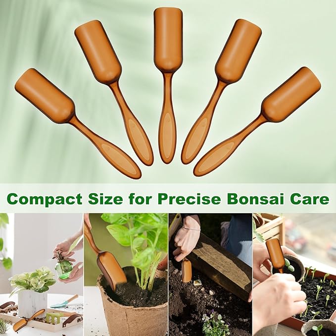 M METERXITY 10-Pack Mini Gardening Shovel Spoons, Plastic Garden Soil Scoops for Cultivation Digging Transplanting/Flower Planting/Plant Succulent, Colorful Small Gardening Tools [Brown]