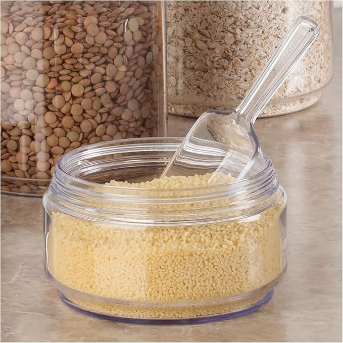 iDesign Large Plastic Scoop Measuring Cups – Set of 4, Pet Food, Coffee Grounds, Versatile Scoop, 2.25" x 1.25" x 6.5", 1/3 Cup, Clear