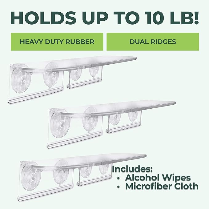 Window Garden Double Veg Ledge – Create an Indoor Garden, Hold Your Planter Pots, Seed Starter, Figurines on Your Window. Grow Herbs, Microgreens, Succulents, Indoor Garden Kit (3 Pack)