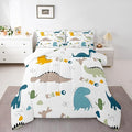 Feelyou Cute Dinosaur Comforter Set Cartoon Cactus Bedding Set Decor Jungle Dino Boho Succulent Comforter Wild Animal Pattern Yellow Grey Duvet Set Bedroom Quilt Set 3Pcs Queen