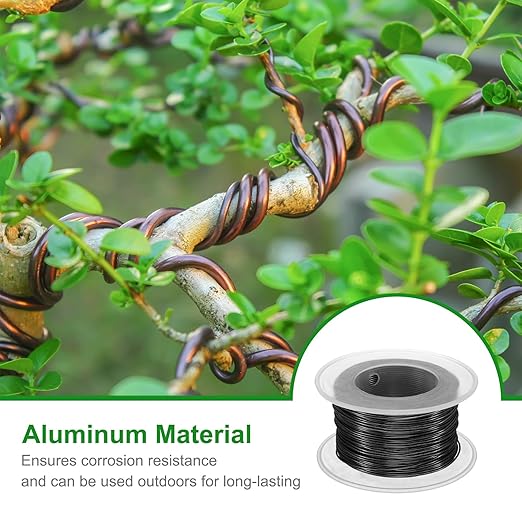 HARFINGTON Bonsai Wire Anodized Aluminum Training Wire Roll 0.8mm Gauge 98ft Length Bendable Bonsai Tree Wire for Garden, Horticulture, Landscape, Planting, Black