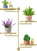 YQSLYSF Window Rotating Plant Stand Shelf Indoor Gold Metal Floating Shelves 4-Tier Wall Mount Plant hanger Holders for Wall Planter Modern Home Decor window sill gifts