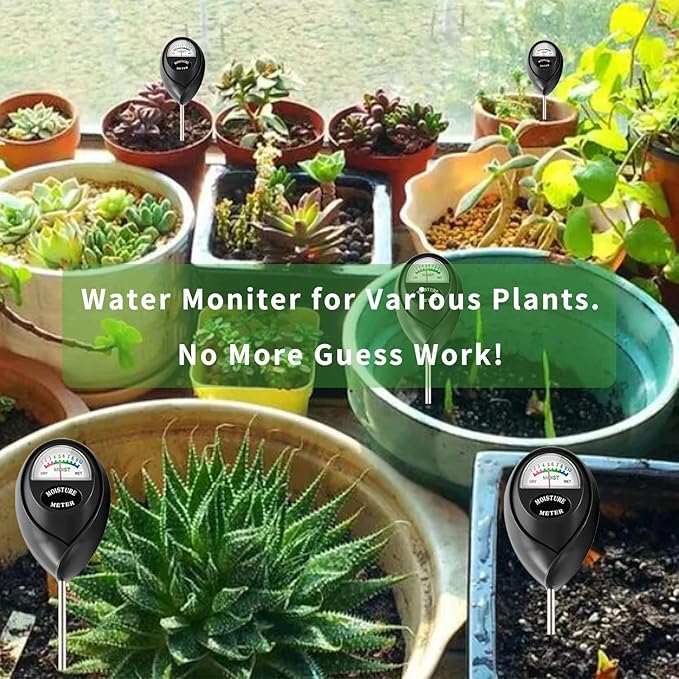 Censinda Soil Moisture Meter, Soil Moisture Monitor for House Plants, Soil Hygrometer Moisture Sensor for Indoor & Outdoor, Garden, Farm, Lawn Plant Care, No Battery Needed(Black)