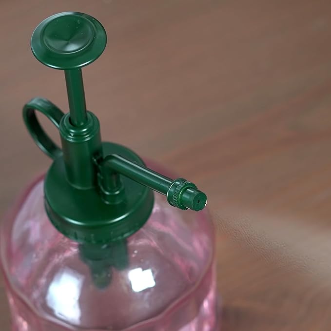Houseplant Mister Spray Bottle – 180ml Pink Glass Plant Sprayer with Green Lid – Fine Mist for Humidity Control – Stylish Indoor Plant Care Accessory – Ergonomic and Leakproof Design