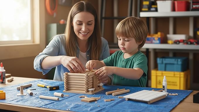 Premium Wooden Lincolnlog Bird House Kit - Birdhouse Kits - Build it Yourself Birdhouse for Adults to Build - Woodworking Adult Crafts & DIY Bird House, Relax Crafts Gifts Wood Projects
