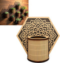 Mandala Style Hexagonal Wall Planter Set - 3D Laser-Cut Wood Vertical Garden for Succulents and Herbs - Unique Geometric Wall Decor for Indoor Plants (1pc)