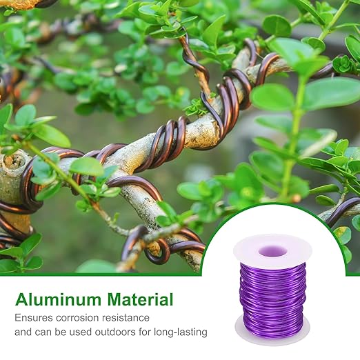 HARFINGTON Bonsai Wire Anodized Aluminum Training Wire Roll 1.5mm/15 Gauge 98ft Length Bendable Bonsai Tree Wire for Garden, Horticulture, Landscape, Planting, Dark Purple
