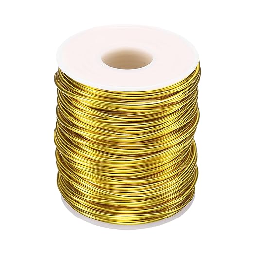 HARFINGTON Bonsai Wire Anodized Aluminum Training Wire Roll 2mm/12 Gauge 98ft Length Bendable Bonsai Tree Wire for Garden, Horticulture, Landscape, Planting, Yellow