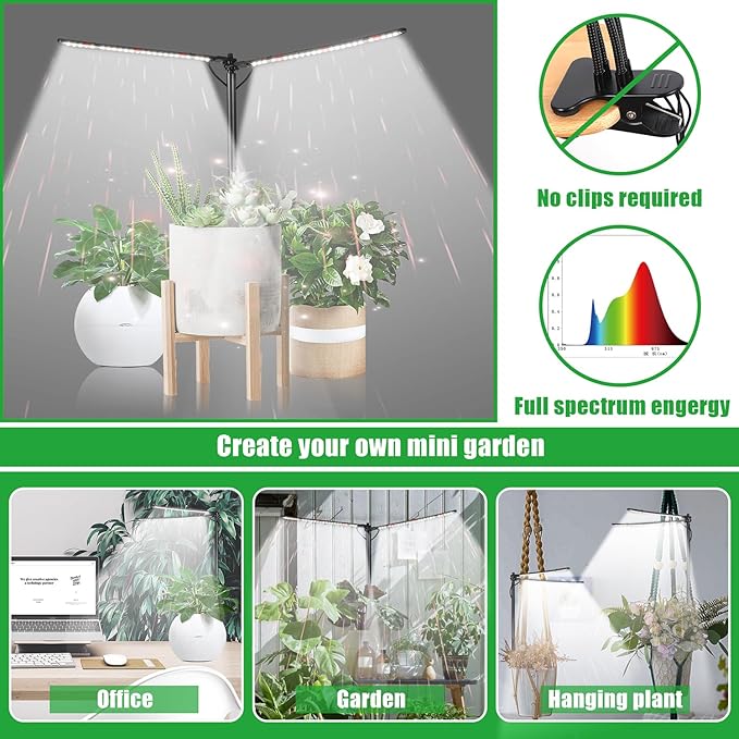 bodkar Plant Grow Light, Plant Lamp for Indoor Plants Growing, 6000K White Red Light for Succulents Mini Small Plants Growth (Without Timer/Dimming)