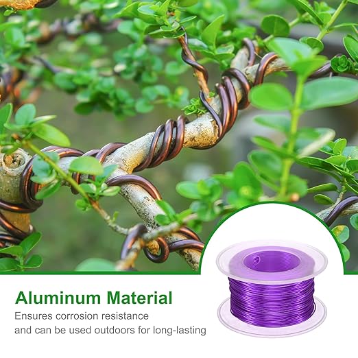 HARFINGTON Bonsai Wire Anodized Aluminum Training Wire Roll 0.8mm Gauge 98ft Length Bendable Bonsai Tree Wire for Garden, Horticulture, Landscape, Planting, Dark Purple