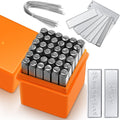 Hicarer 86 Pcs Steel Metal Stamping Set 1/8''(3mm) with Aluminum Plant Label, Steel Number and Letter Stamp Tool Kit Double Sided Write Metal Tags for DIY Making Jewelry Craft Stamping