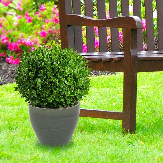 Sunnydaze Large Ceramic Plant Pot - Round Outdoor Glazed Ceramic Planter Pot with Drainage -Resort - Gray - 13.5"
