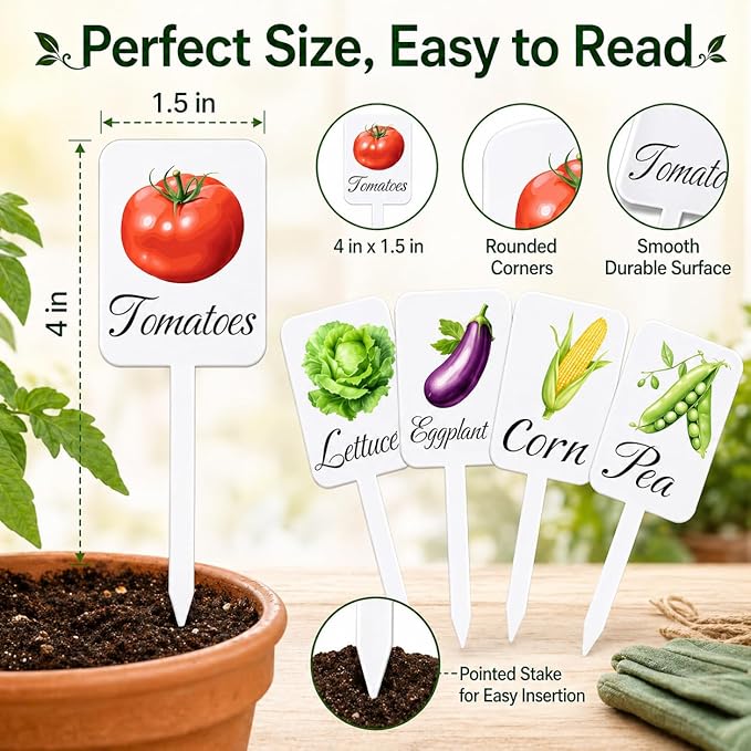 20Pcs Garden Signs for Vegetables 20 Styles Garden Markers for Vegetables Outdoor Garden Labels Markers Waterproof Reusable Plant Stakes Tags with Names for Vegetable Indoor Outdoor Decoration