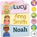 Personalized Name Labels for Kids (140 Labels) - Durable & Waterproof Custom Name Stickers for Clothing Tags, School Supplies, Camp & Daycare - Prince & Princess (1.2”x0.5”)