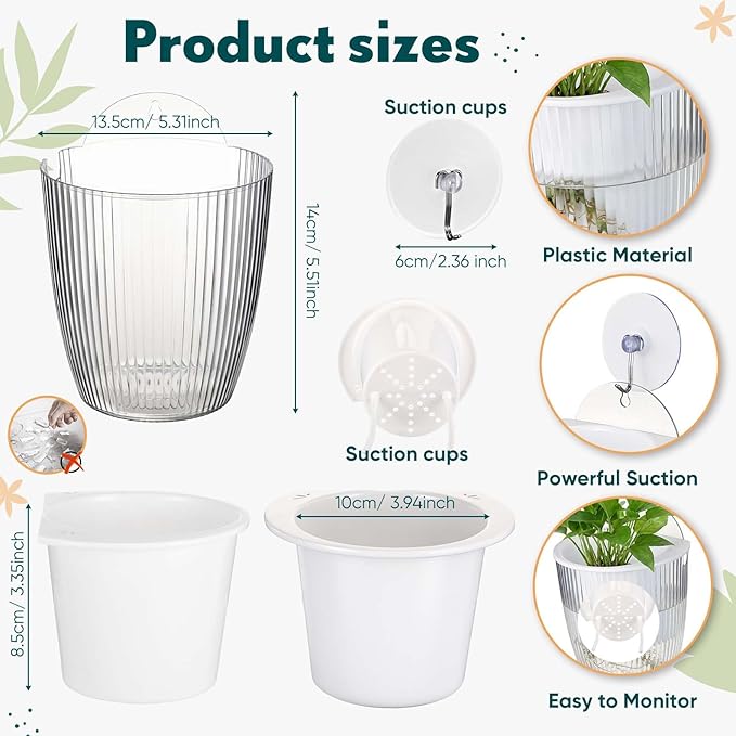 Hushee 4 Set Window Hanging Propagation Stations with Suction Cups Plastic Propagation Vases Propagated Plant Holder Wall Pots for Indoor Plants Office Home Garden Decoration Lover Gift (Clear)