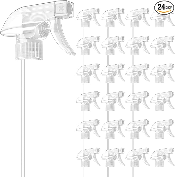 DIYSELF Spray-Bottle-Nozzle-Replacement, Universal Spray Bottle Top for Plastic Glass Bottles, Adjustable Trigger Sprayer, 24 Pcs Spray Nozzle Heads for Cleaning, Commercial Use, Chemical Resistant