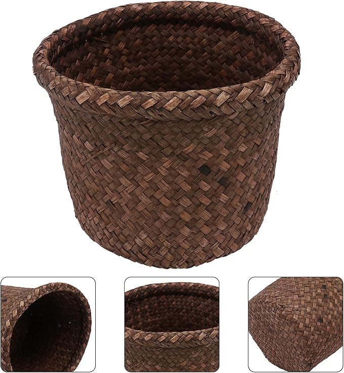 Seagrass Rattan Storage Basket Planter Basket Flower Pots Cover Plant Pots Containers Naturalstraw Flower for Indoor Outdoor Plant s Hyacinth Antique Picnic