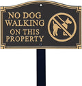 SmartSign “No Dog Walking On This Property” GardenBoss Statement Plaque | 5.75" x 9.5" Aluminum Plaque with 18" Black Lawn Stake, Made in USA