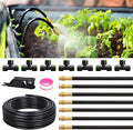 RAINPOINT 25FT Drip Irrigation System, Garden Watering Kit with 7pcs 360°Adjustable Copper Nozzles, Automatic Atomizing Watering Sprinkler System for Greenhouse, Lawn, Raised Beds, Outdoor Plants