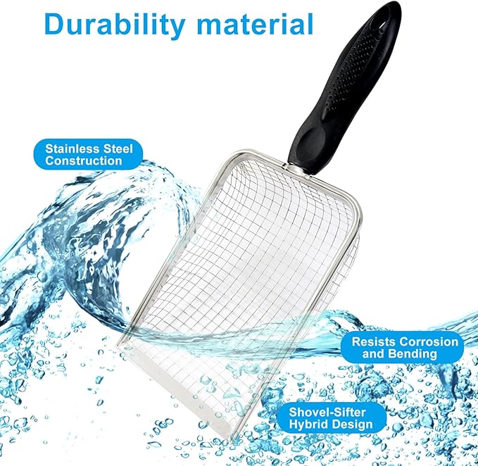 Waziaqoc Gardening Soil Sifter Set of 2, Stainless Steel Sand Compost Sifter 3.8mm and 5mm Mesh Sifter with Black Plastic Handle, Suitable for Sifting Sand, Dirt, Gravel, Compost