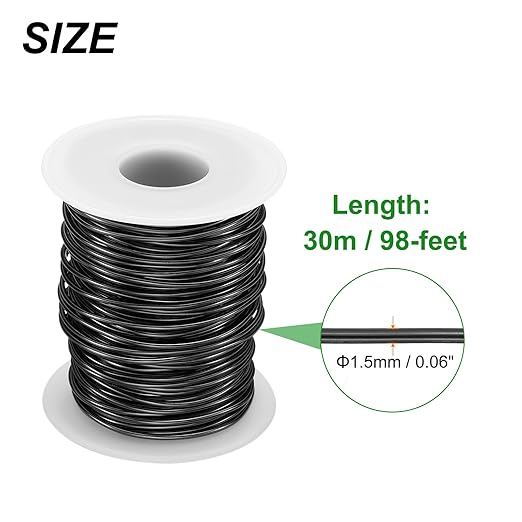 HARFINGTON Bonsai Wire Anodized Aluminum Training Wire Roll 1.5mm/15 Gauge 98ft Length Bendable Bonsai Tree Wire for Garden, Horticulture, Landscape, Planting, Black