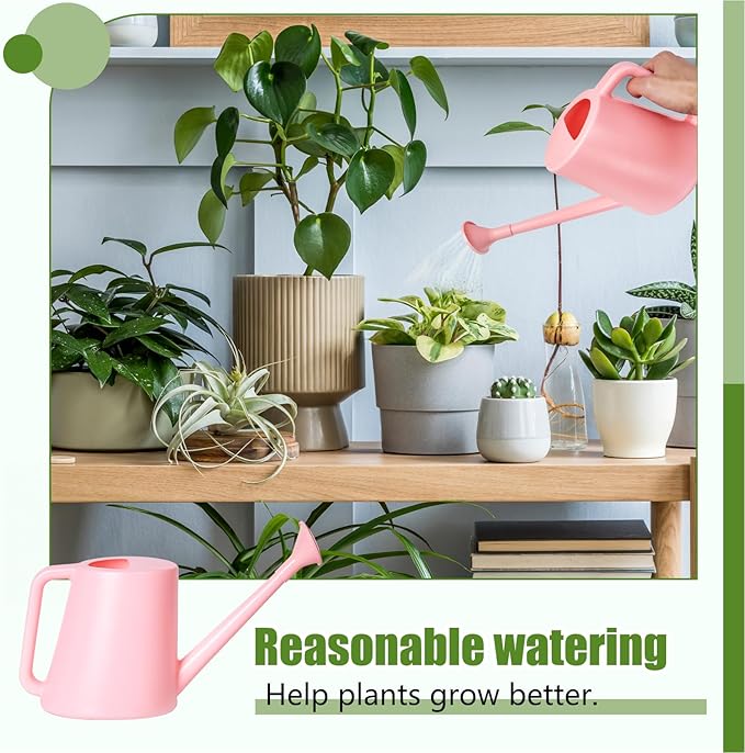 ZXJ Plant Watering Can - for Indoor and Outdoor Home Garden Plants - with Long Spout - Pink - 1/2 Gallon