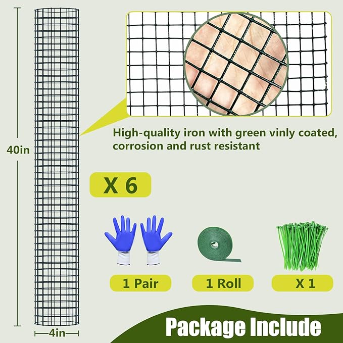 6 Pack Metal Moss Pole, 40"/24"/15" Moss Poles for Plants Monstera, Stackable Sphagnum Moss Pole for Plants Work with Sphagnum Moss(6 Pack 40")
