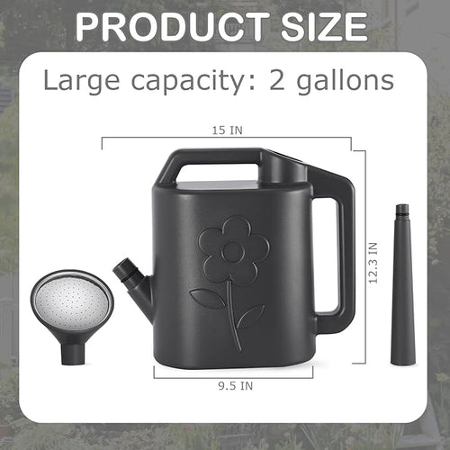 2 Gallon Watering Can for Indoor Plants, Garden Watering Cans for Outdoor Plant House Flower, Modern Plant Watering Can Large Long Spout with Sprinkler Head