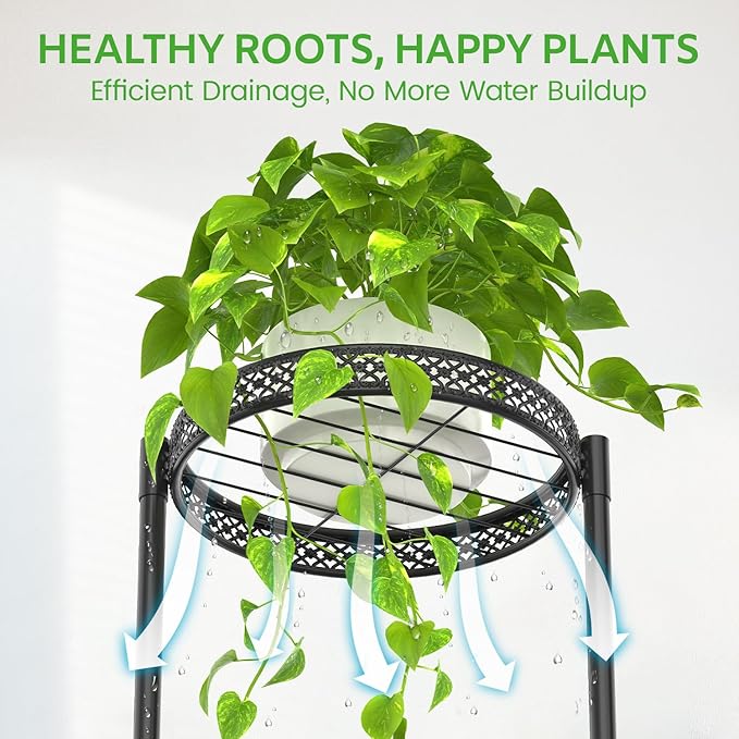 Oppro 3 Tier Large Plant Stand Indoor Outdoor Clearance, Metal Flower Shelf Pot Holder, 10in Wide Multiple Plants Tall Corner Display Rack for Patio Orchid Office Porch Living Room Garden, Black