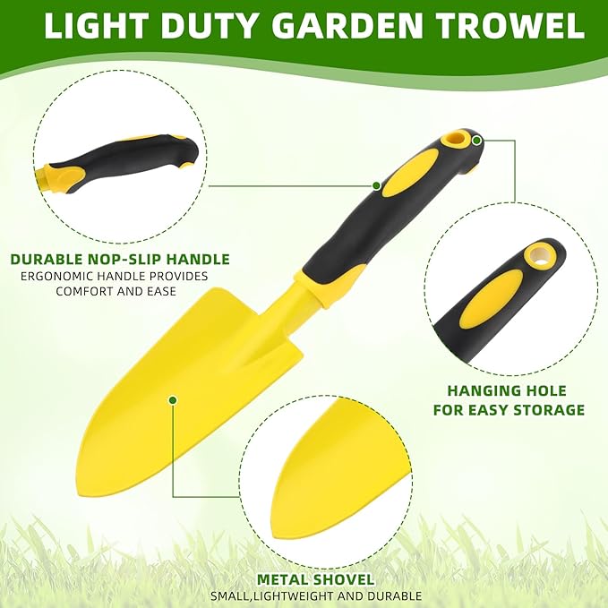 Yaocom 12 Pcs Garden Shovel Aluminum Alloy Heavy Duty Trowel Small Digging Shovels Metal Hand Trowel Spade with Soft Handle for Garden Lawn Yard Planting Tool (Wide Shovel,Multicolor)