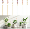 Threehoney 6 Pcs Crystal Plant Trellis for Potted Plants, 9.84'' Metal Plant Stakes with Natural Crystal Suncatcher, Indoor Outdoor Climbing Vegetation Support Stake for Home Garden Decor Mothers Gift