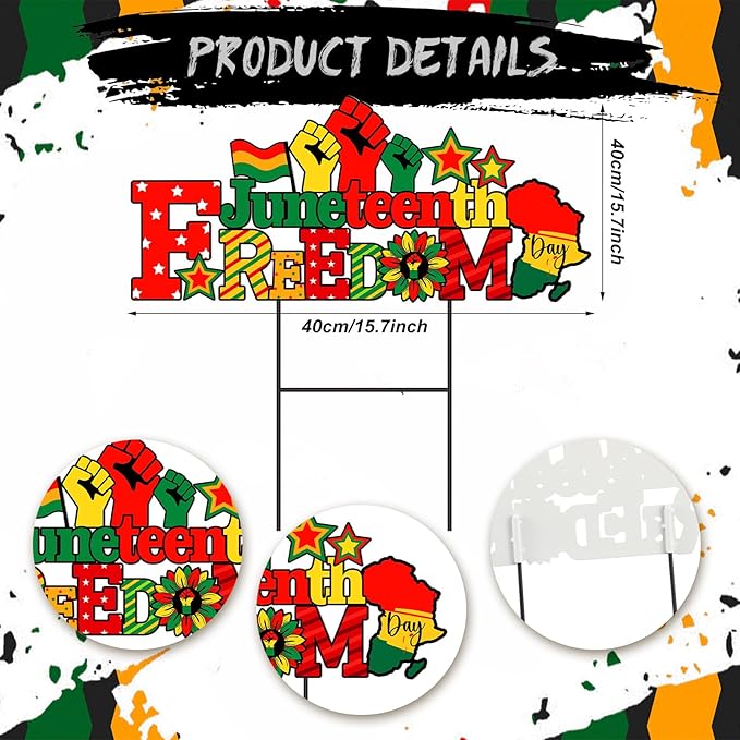 Amyhill Juneteenth Outdoor Decor Garden Stakes Happy Juneteenth June 19th Freedom Day Welcome Yard Signs Decor African American Independence Day Sign for Outside Lawn Yard Party Decorations Supplies