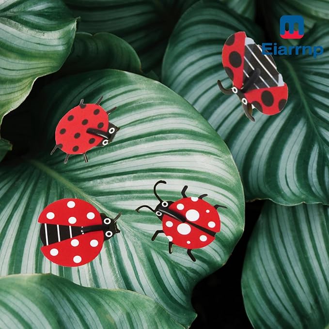 3D Decorative Ladybug Stakes Garden Ladybird Decorations for Yard Patio Lawn Plant Flower Pot Decor, 20 Pcs