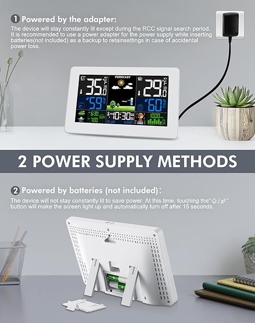 Weather Station Wireless Indoor Outdoor, Digital Thermometer with Remote Sensor, Large Display Home Weather Stations with Weather Forecast, Atomic Clock, Barometric Pressure, Moon Phase