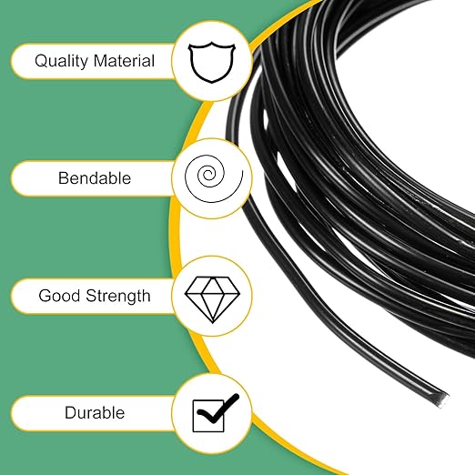 M METERXITY 2.5mm Bonsai Training Wire, 16.4 Feet Total Anodized Aluminum Bonsai Wires for Bonsai Tree Shaping/Branches Fixing/Trunk Holding/DIY Crafting [Black]