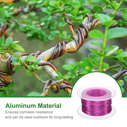 HARFINGTON Bonsai Wire Anodized Aluminum Training Wire Roll 0.8mm Gauge 98ft Length Bendable Bonsai Tree Kit for Garden, Horticulture, Landscape, Planting, Dark Pink