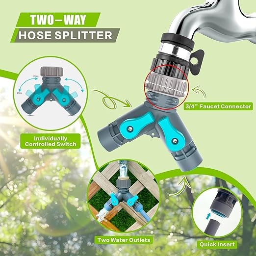 Drip Irrigation System 99FT, Complete Automatic Drip Irrigation Kit with Quick Connector, Garden Watering System for Potted Plants with 12mm 6mm Irrigation Tubing Adjustable Emitters for Garden