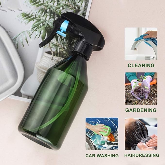 driew Plant Mister Spray Bottle, Plant Mister Water Spray Bottle for Plants Misting Bottle Water Fine Mist, Cleaning Solutions, Gardening, Indoor, Outdoor (Green - 10oz)