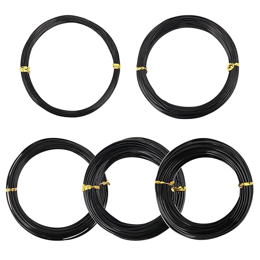 5 Roll Anodized Aluminum Bonsai Training Wire Kit with Bag, Black Bonsai Training Wire, Plant Wire Kit for Bonsai Artists & Beginners by Biugaaufai (1.0mm, 1.5mm, 2.0mm, 2.5mm, 3.0mm,5-Size 328 Feet)