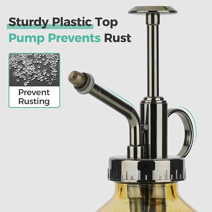 T4U Glass Plant Mister 200ML, Vintage Spray Bottle with Top Pump Fine Mist Garden Flower Sprayer Small Decorative Spritzer Watering Can Gift for Indoor Outdoor Succulent House Plant (Gradient Color)