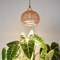 Bstrip Hanging Grow Lights for Indoor Plants, 18W Full Spectrum Plant Light with 4H/9H/14H Timer 15.9 FT Power Cord & Boho Rattan Shade, 3800K Hanging Lights for Indoor Plant, Tall Plant, Flowers