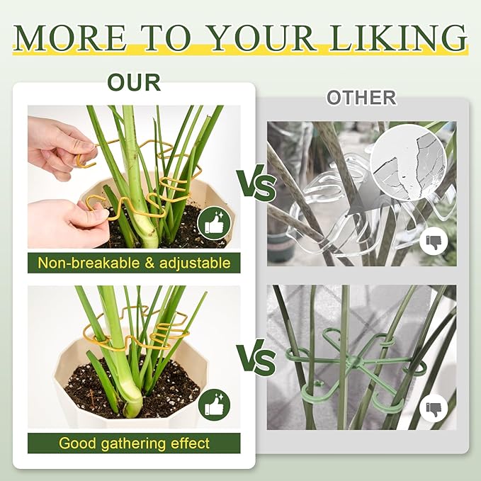 5PCS Monstera Plant Support, Metal Plant Supports Plant Stem Holder Durable Sturdy Plant Stabilizer for Indoor Plants Climbing Plants Outdoor Moss Pole Thriving Growth (Gold)