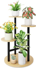 3 Tiers Black Plant Stand Indoor Tall Metal Wood Plant Shelf Outdoor Plant Stands Indoor Plant Table Rack Tiered Plant Stand Garden for Living Room Balcony Patio - RoundLight