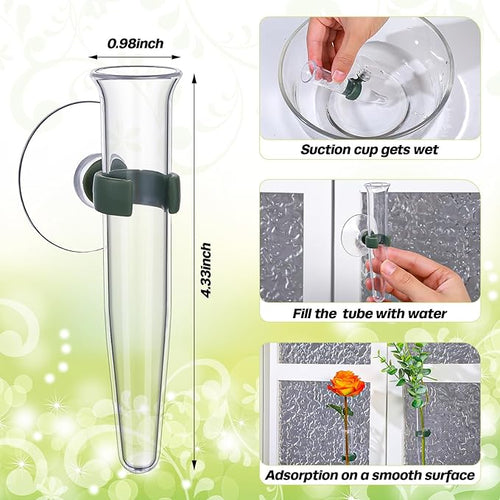 10 Pcs Window Propagation Stations Plant Propagation Tubes with Suction Cups Window Floral Water Tubes Easy to Install Clear Wall Hanging Terrarium Gifts for Plant Flower Lovers